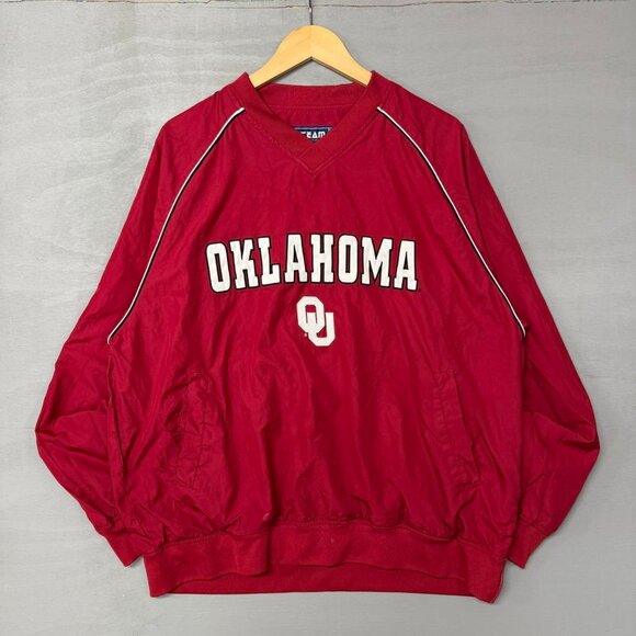 Vintage Oklahoma Sooners Team‎ Edition Red Windbreaker Pullover Large - Picture 1 of 7